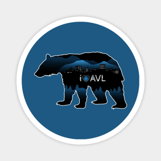 I Love AVL - Black Bear Cityscape - BlueBG 25 Magnet